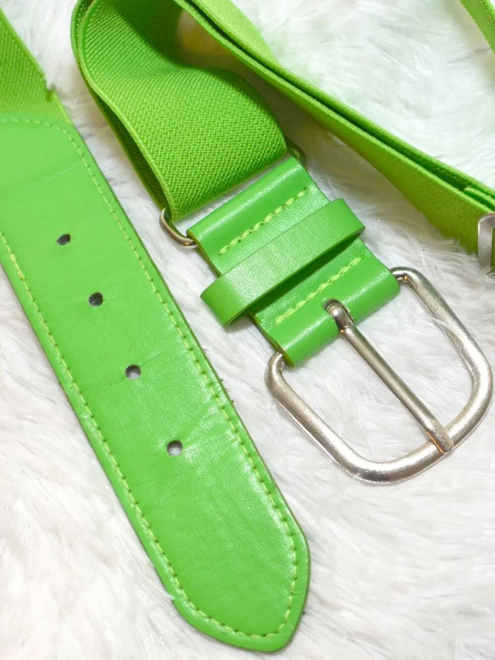 Vibrant Lime Green Elastic Baseball/Softball High Waist Retro Stretch Belt